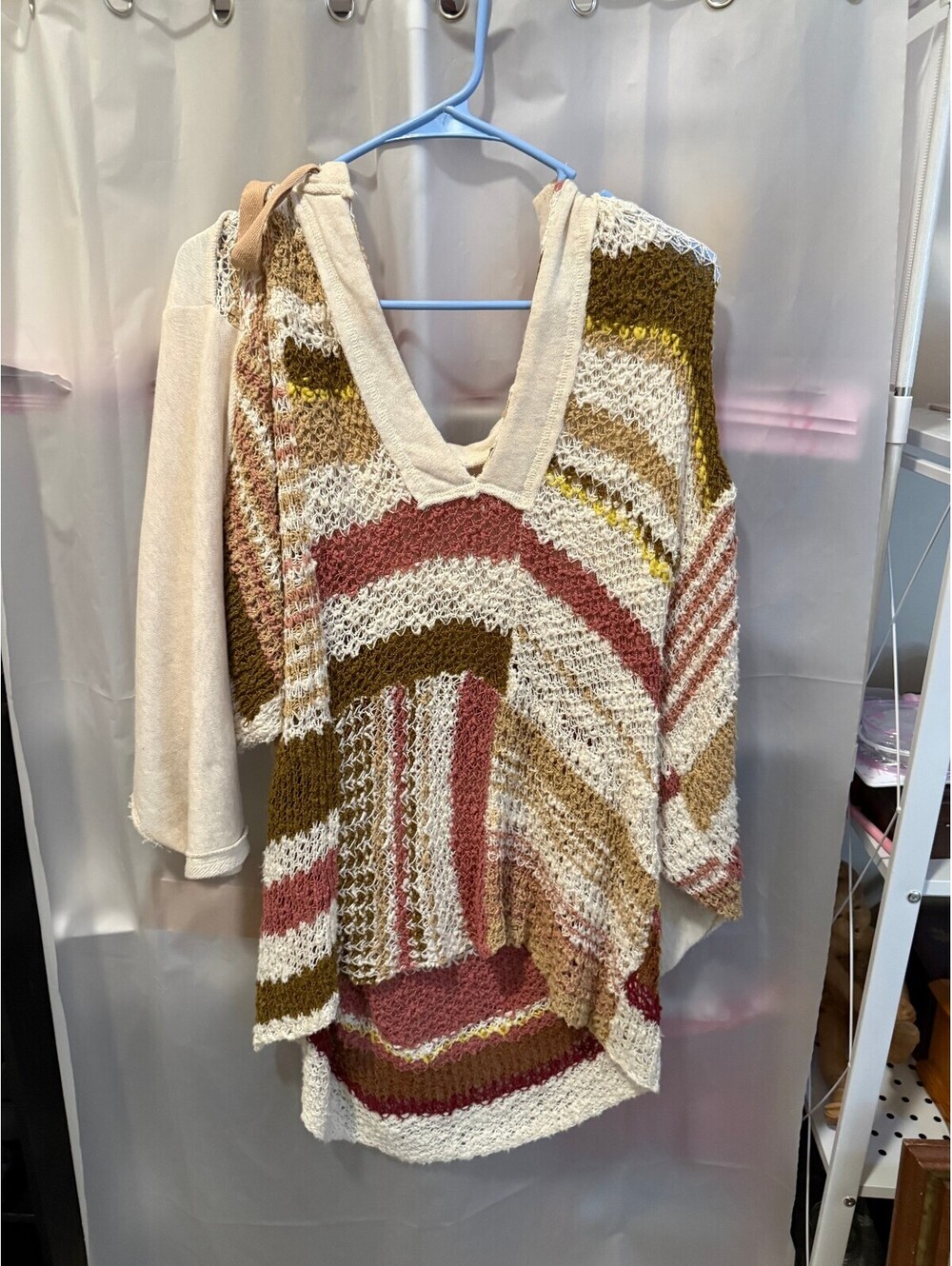 Free People Striped Knit Hoodie Sweater Size XS